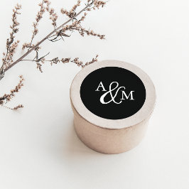 白黒アンパサンド結婚モノグラム ラウンドシール