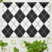 白黒アーガイル キッチンタオル (折り畳み)