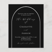 白黒アーチスクモダンリプト結婚式招待状 (正面)