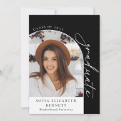 白黒アーチフォト卒業パーティー招待状 招待状 (正面)