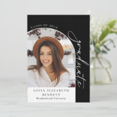 白黒アーチフォト卒業パーティー招待状 招待状 (スタンド正面)