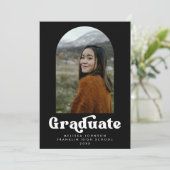 白黒アーチレトロ型写真卒業 案内状 (スタンド正面)