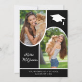 白黒アーチ写真卒業キャップ 案内状 (正面)