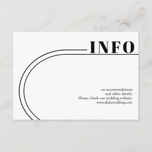 白黒アーチ及びタイポグラフィミニマル結婚リスト エンクロージャーカード (正面)