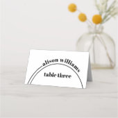 白黒アーチ及びタイポグラフィミニマル結婚リスト プレイスカード (正面)