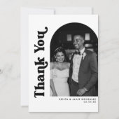 白黒アーチ&レトロタイプ写真結婚ズ サンキューカード (正面)
