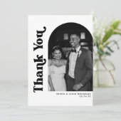 白黒アーチ&レトロタイプ写真結婚ズ サンキューカード (スタンド正面)