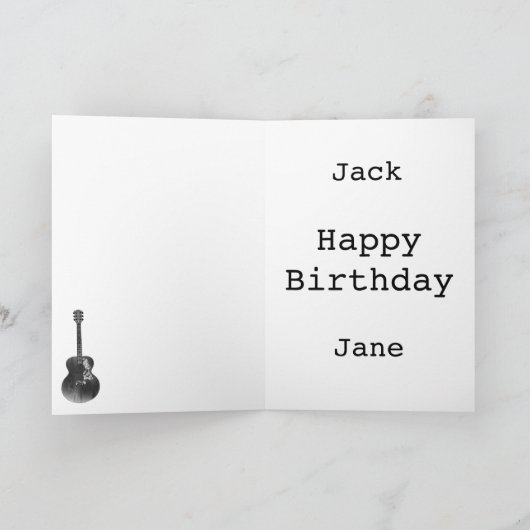 白黒アートアコースティックギターミュージカル楽器 カード (内部)