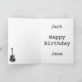 白黒アートアコースティックギターミュージカル楽器 カード (内部)