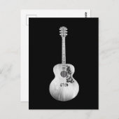 白黒アートアコースティックギターミュージカル楽器 ポストカード (正面/裏面)