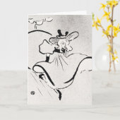 白黒アートジェーン・アヴリルby Toulouse Laurec カード (黄色い花)