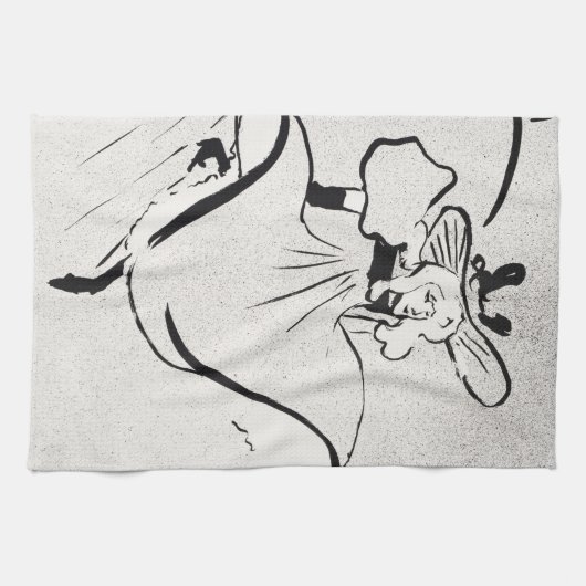白黒アートジェーン・アヴリルby Toulouse Laurec キッチンタオル (横)