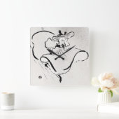 白黒アートジェーン・アヴリルby Toulouse Laurec スクエア壁時計 (ホーム)