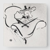 白黒アートジェーン・アヴリルby Toulouse Laurec スクエア壁時計 (正面)