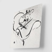 白黒アートジェーン・アヴリルby Toulouse Laurec スクエア壁時計 (傾斜)