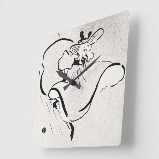 白黒アートジェーン・アヴリルby Toulouse Laurec スクエア壁時計 (傾斜)