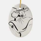 白黒アートジェーン・アヴリルby Toulouse Laurec セラミックオーナメント (正面)