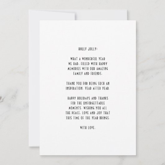 白黒アートデコメリークリスマス シーズンカード (裏面)