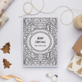白黒アートデコメリークリスマス シーズンカード