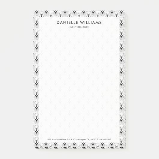 白黒アートデコ幾何学模様 ポストイット (正面)