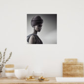 白黒アートモノクロポートレート ポスター (キッチン)
