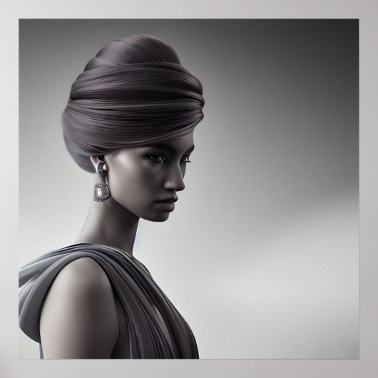 白黒アートモノクロポートレート ポスター (正面)