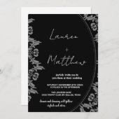 白黒アート結婚式招待状 招待状 (正面/裏面)