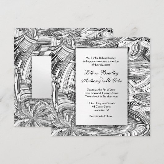 白黒アーモダント結婚式招待状 招待状 (正面/裏面)