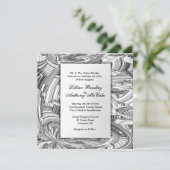 白黒アーモダント結婚式招待状 招待状 (スタンド正面)