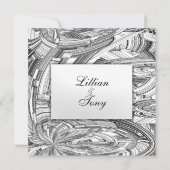 白黒アーモダント結婚式招待状 招待状 (裏面)