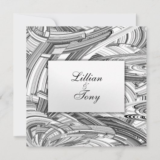 白黒アーモダント結婚式招待状 招待状 (裏面)