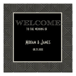 白黒アールデコインスパイア歓迎サイン ポスター