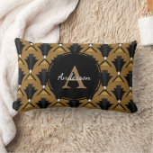 白黒アールデコジオメトリファミリ名 ランバークッション (ブランケット)