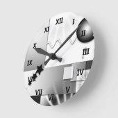 白黒アールデコスタイル時計 ラウンド壁時計 (傾斜)