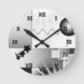 白黒アールデコスタイル時計 ラウンド壁時計 (正面)