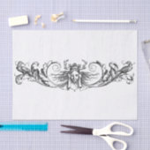 白黒アールデコデザイン分離 薄葉紙 (クラフト)