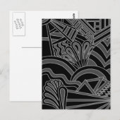 白黒アールデコデザイン。 ポストカード (正面/裏面)