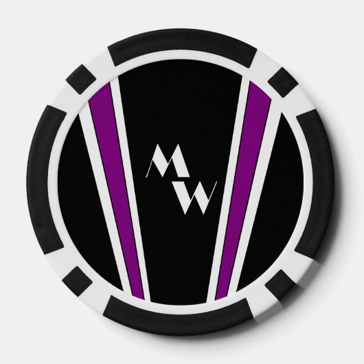 白黒アールデコデザイン モノグラムの ポーカーチップ (裏面)