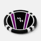 白黒アールデコデザイン モノグラムの ポーカーチップ (シングル)
