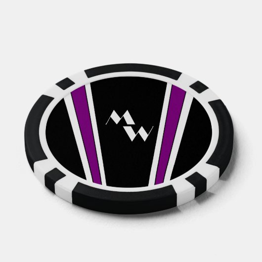 白黒アールデコデザイン モノグラムの ポーカーチップ (シングル)