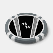 白黒アールデコデザイン モノグラムの ポーカーチップ (シングル)