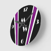 白黒アールデコデザイン モノグラムの ラウンド壁時計 (傾斜)