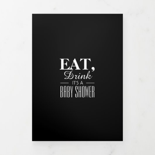 白黒アールデコドリンク食べベビーシャワースイート 三つ折り招待状 (カバー)