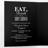 白黒アールデコドリンク食べベビーシャワースイート 三つ折り招待状 (内部最初)