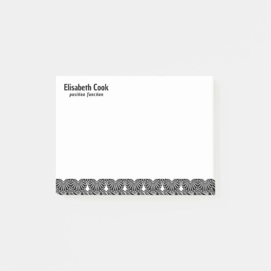 白黒アールデコパターン、カスタム文字 ポストイット (正面)