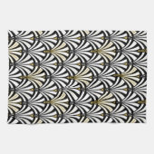 白黒アールデコファンパターン- キッチンタオル (横)