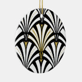 白黒アールデコファンパターン- セラミックオーナメント (右)