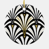 白黒アールデコファンパターン- セラミックオーナメント (裏面)