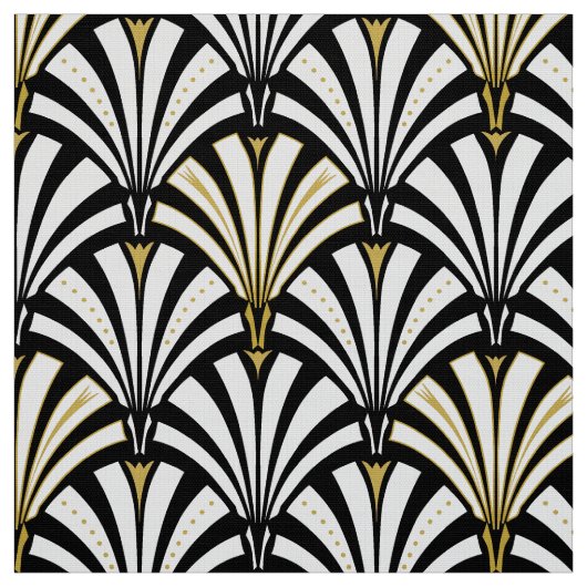 白黒アールデコファンパターン- ファブリック (見本)
