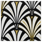 白黒アールデコファンパターン- ファブリック (クローズアップ)